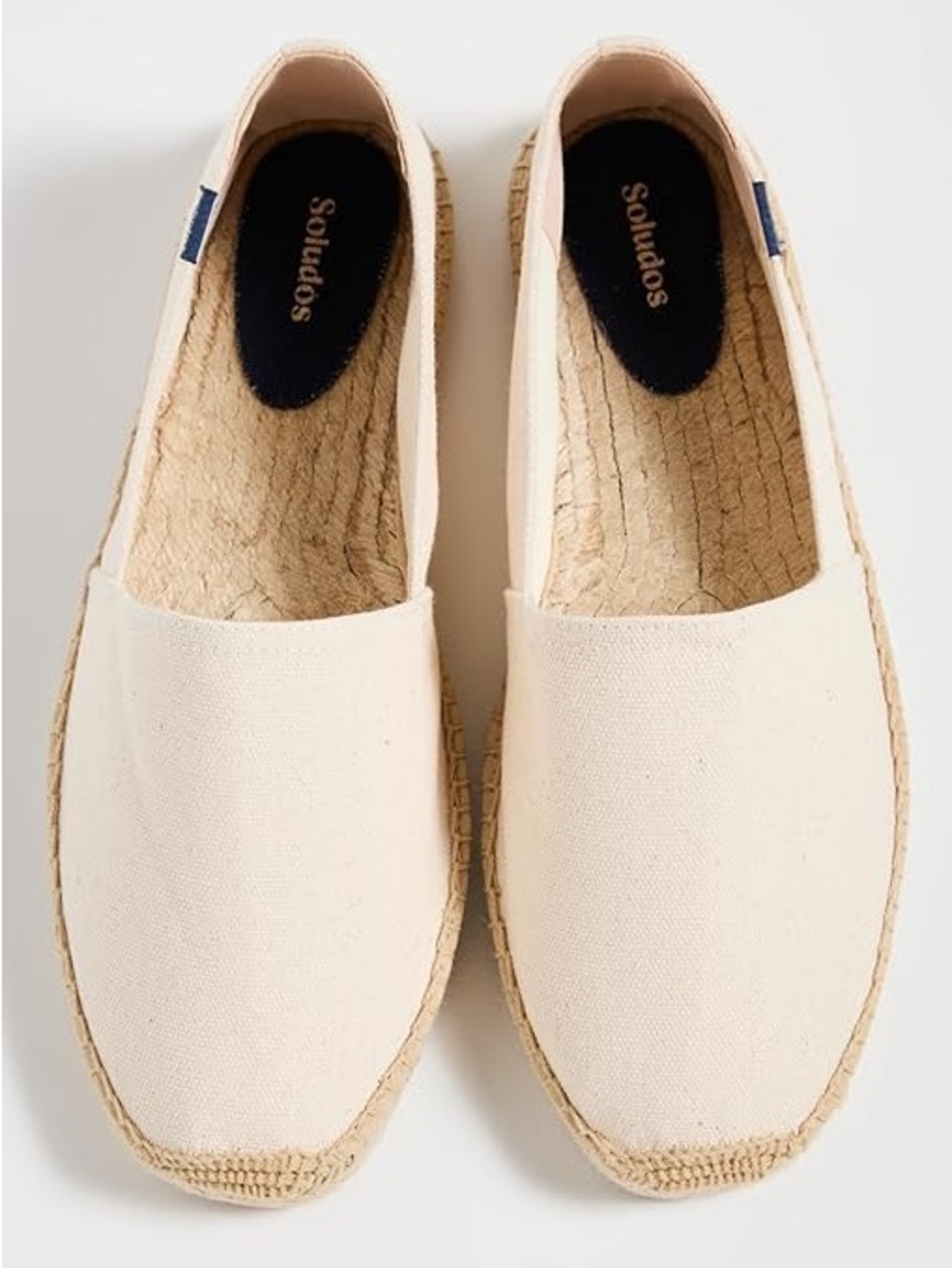 Soludos Cream Canvas Espadrille Slip-On Natural Woven Undyed Flats Sz 12 EU 44